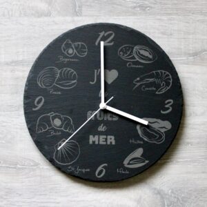 HORLOGE FRUITS DE MER ardoise (30 cm)