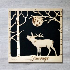 Tableau BRAME DU CERF sauvage (fond noir)