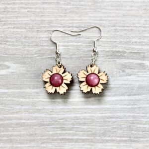 Boucles d'oreilles OEILLET (Tilleul, Jade rose 8 mm)