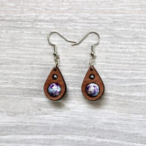 Boucles d'oreilles GOUTTE (Sapelli, Jaspe violette/bleue 8 mm)