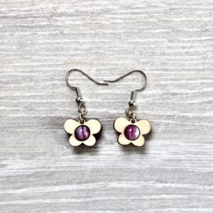 Boucles d'oreilles PETIT PAPILLON (Tilleul, Agate rose 6 mm)