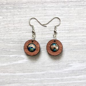 Boucles d'oreilles CERCLE (Sapelli, Jaspe bleue  8 mm)